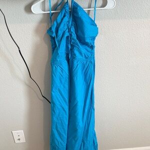 Loft blue midi dress with tie strap